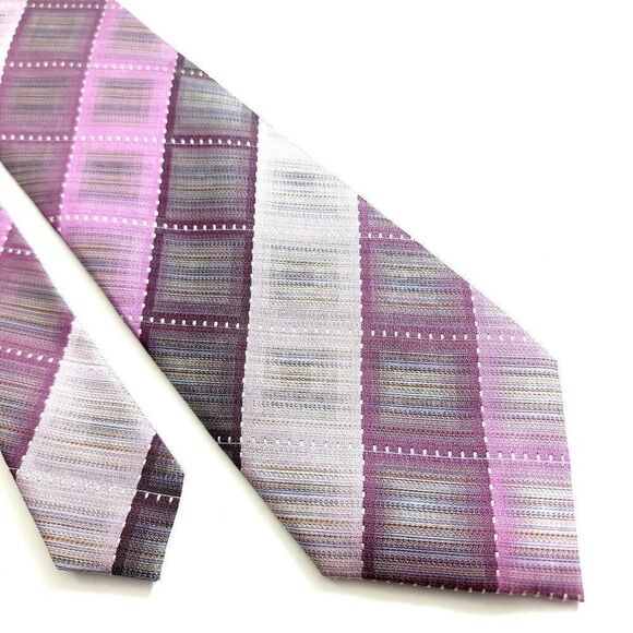 Van‎ Heusen Purple Plaid Woven Silk Tie - Picture 1 of 7